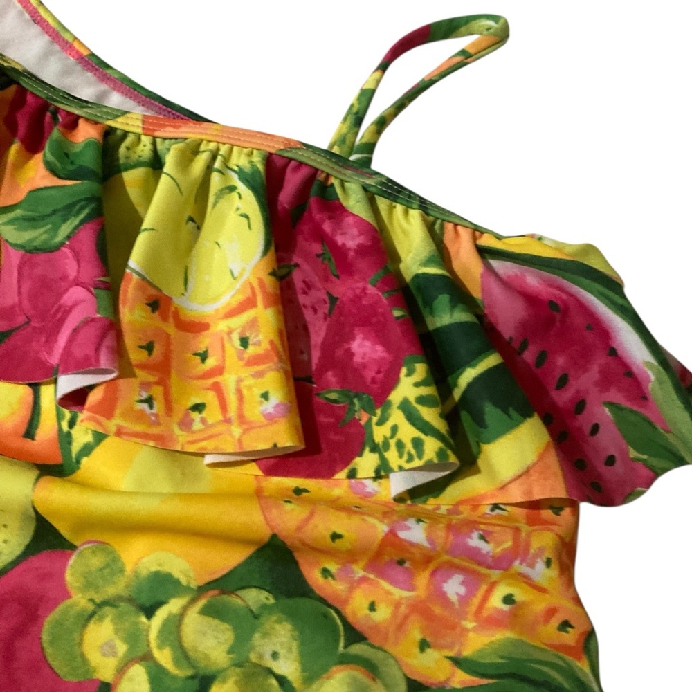 Janie and Jack Fruit Print One Piece Swimsuit with Ruffle - Picture 3 of 9